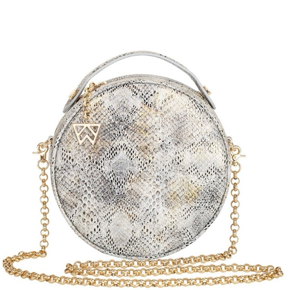 Kelly Wynne "Halo" Leather Snakeskin Crossbody Bag